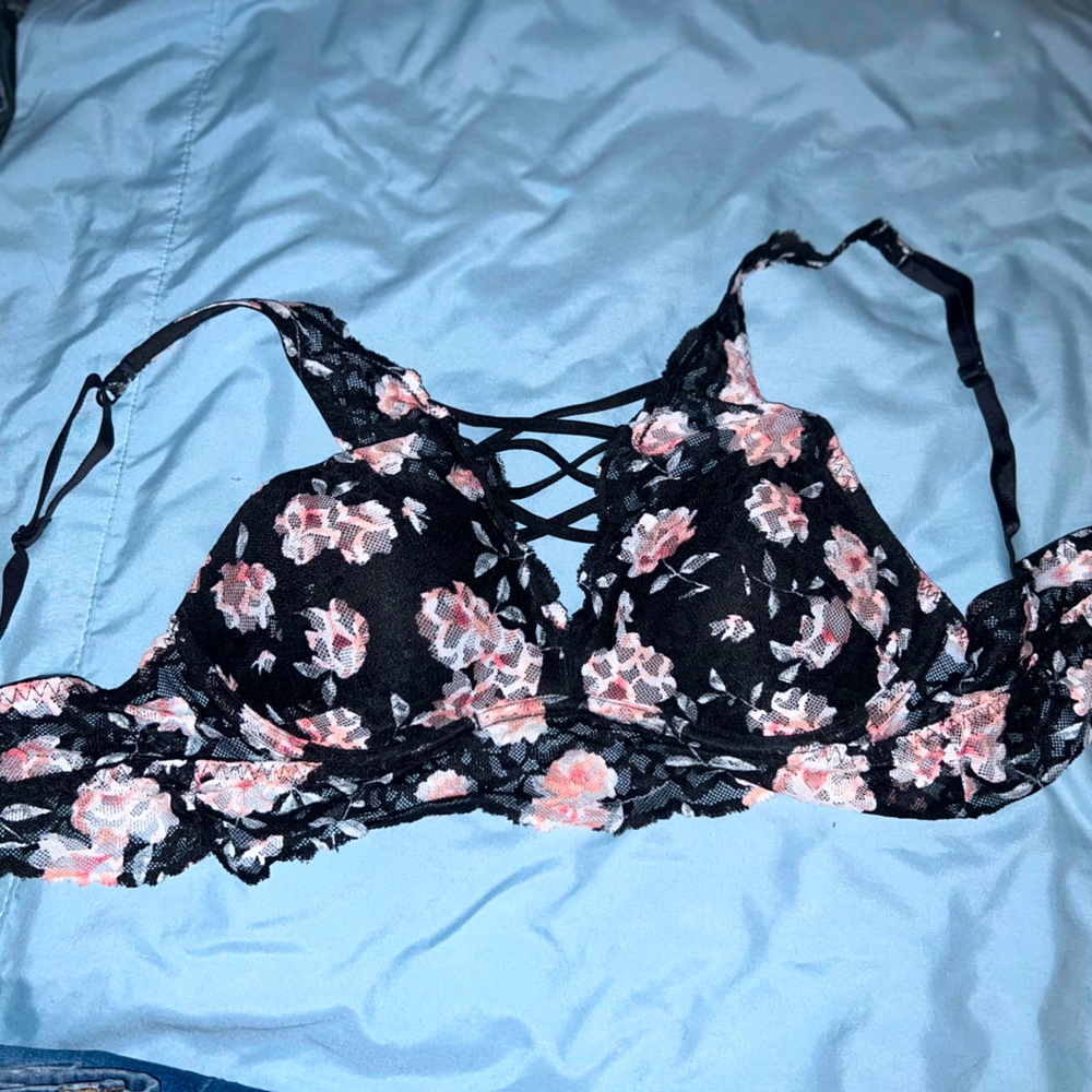 PINK Floral push up bra